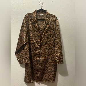 Avon Leopard Print Satin sleep shirt night gown